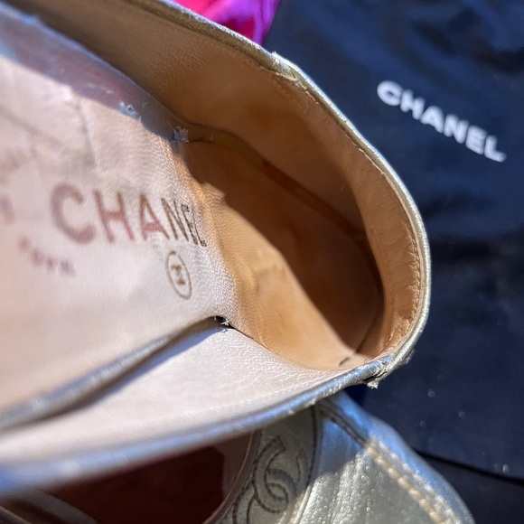 Chanel Gold Slip-On Loafers - Picture 10 of 12